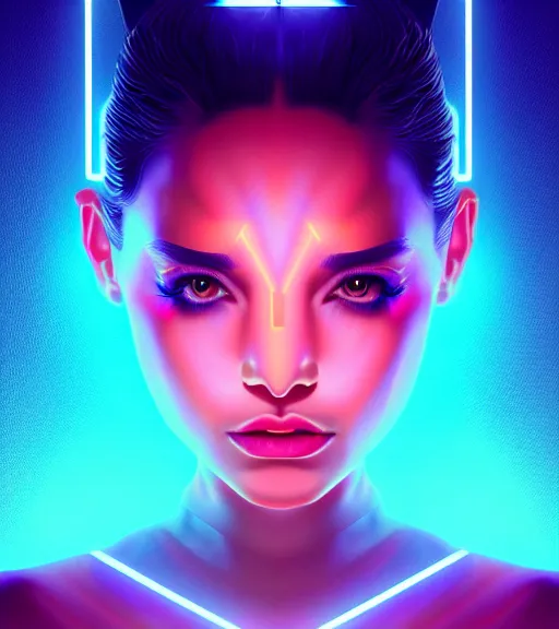 Image similar to symmetry!! latin princess of technology, solid cube of light, hard edges, product render retro - futuristic poster scifi, lasers and neon circuits, beautiful woman latin princess, intricate, elegant, highly detailed, digital painting, artstation, concept art, smooth, sharp focus, illustration, dreamlike, art by artgerm