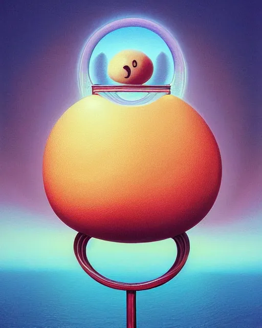 Image similar to boing boing on the ringy dingy, a surrealist painting by naoto hattori, sunset, by morphius, beeple, symmetry, by makoto shinkai and lois van baarle, trending on deviantart, pop surrealism, groovy, whimsical