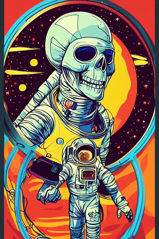 Image similar to portrait of a astronaut skeletor, art by ori toor, sticker, colorful, illustration, highly detailed, simple, smooth and clean vector curves, no jagged lines, vector art, smooth