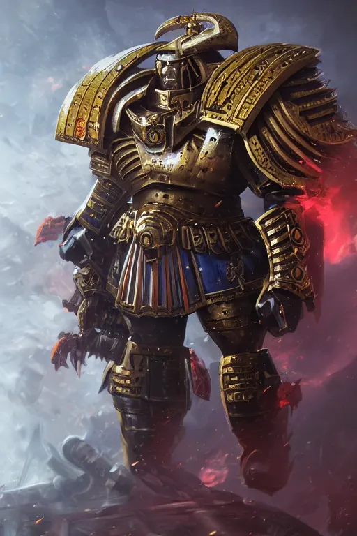 Image similar to armor portrait heros warhammer 4 0 k horus heresy fanart - the primarchs emperor by johannes helgeson animated with vfx concept artist & illustrator global illumination ray tracing hdr fanart arstation zbrush central hardmesh 8 k octane renderer comics stylized