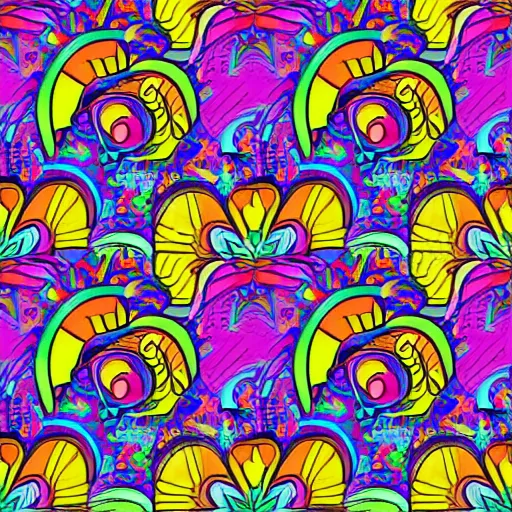 Prompt: lisa frank psychedelic rainbow wallpaper line art vector