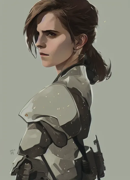 Prompt: emma watson wearing metal gear armor art by Hokusai by greg rutkowski by wlop high detail comic sharp vector lineart dramtic lighting artstation by trevor henderson cinematic dramatic