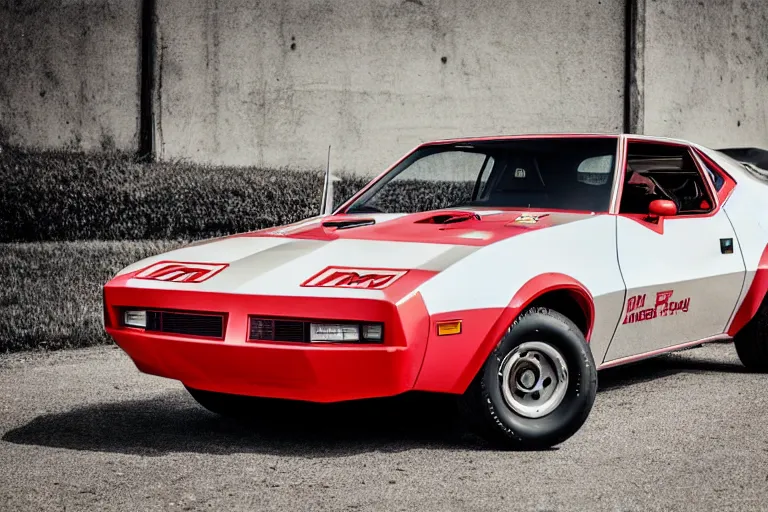 Prompt: 1974 AMC AMX/3 Gremlin, vintage race footage, XF IQ4, 150MP, 50mm, F1.4, ISO 200, 1/160s, natural light, Adobe Photoshop, Adobe Lightroom, photolab, Affinity Photo, PhotoDirector 365