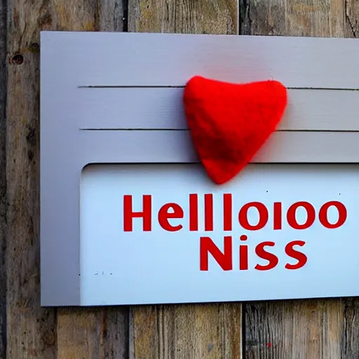 Image similar to a sign that says Hello Nisse