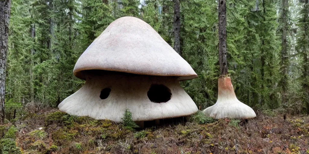 Prompt: tower home made from a giant mushroom, pacific northwest