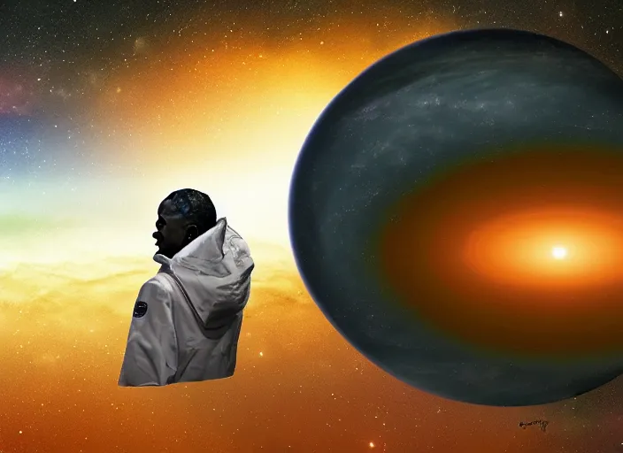 Image similar to barack obama on neptune admiring the vastness of space, digital art