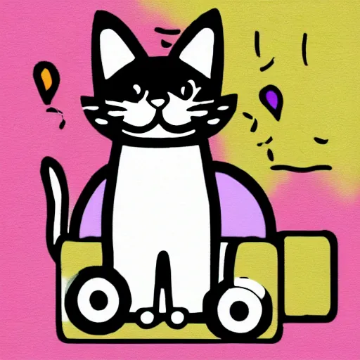 Image similar to cat in wheelchair emoji art.