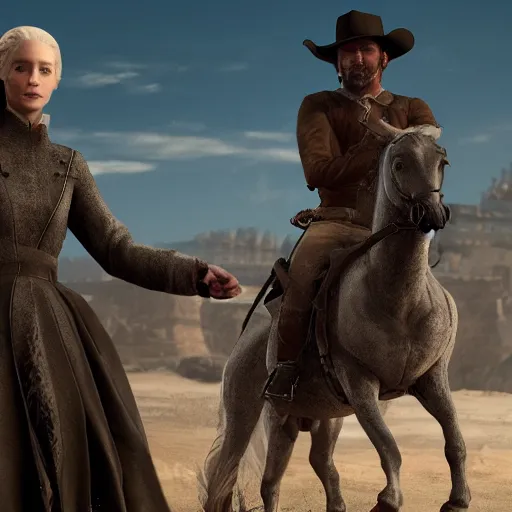 Prompt: westworld meets game of thrones, video game style, hyper detailed, 8 k