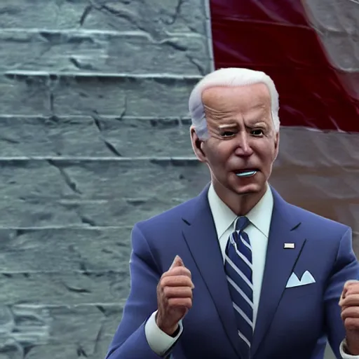 Image similar to joe biden as a new, playable character in valorant. rendered in unreal engine 5, in the style of valorant.