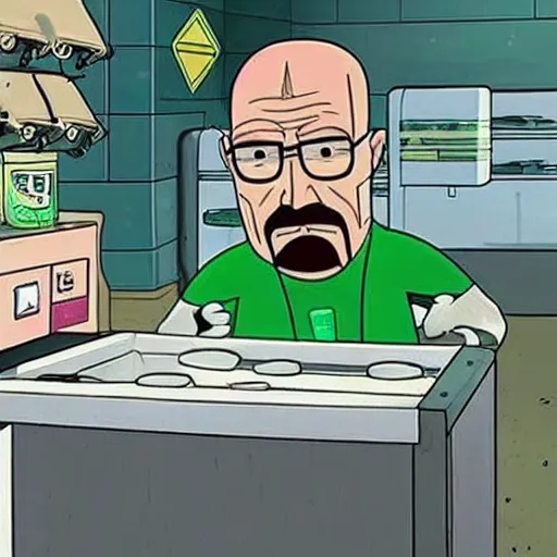 Prompt: walter white works for plankton in the chum bucket real life