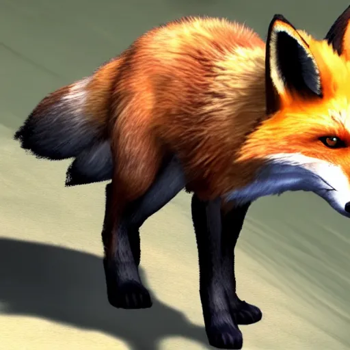 Prompt: a fox in a ps 2 game