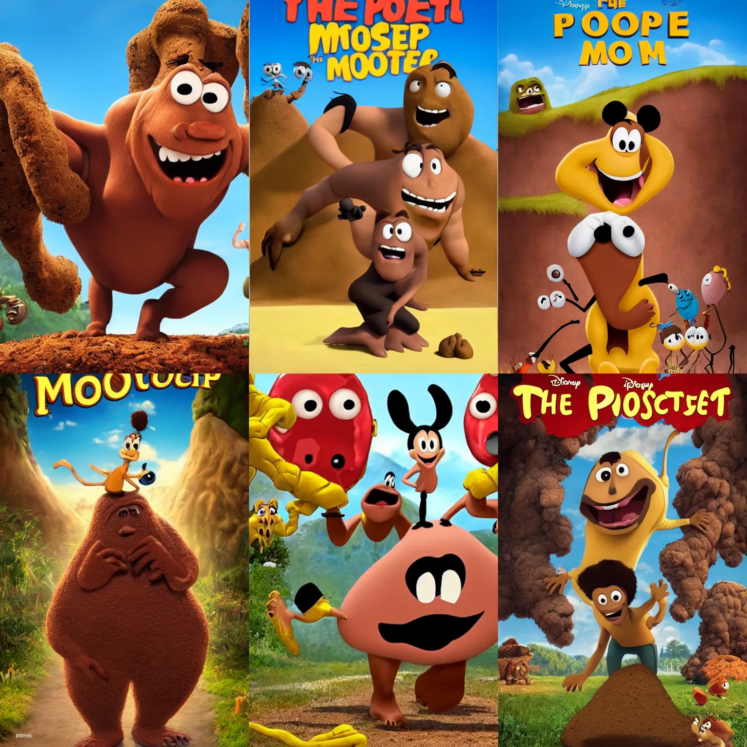 Prompt: The Poop Monster, an animated movie by Disney