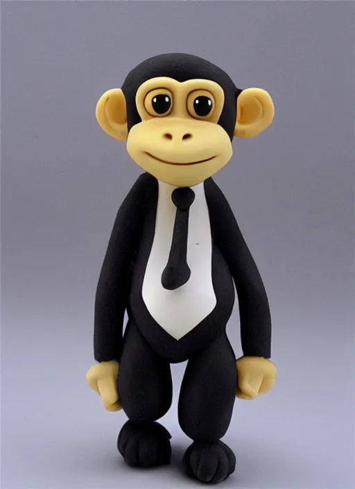 Image similar to monkey cartoon character with tie, 3 d clay figure, kawaii