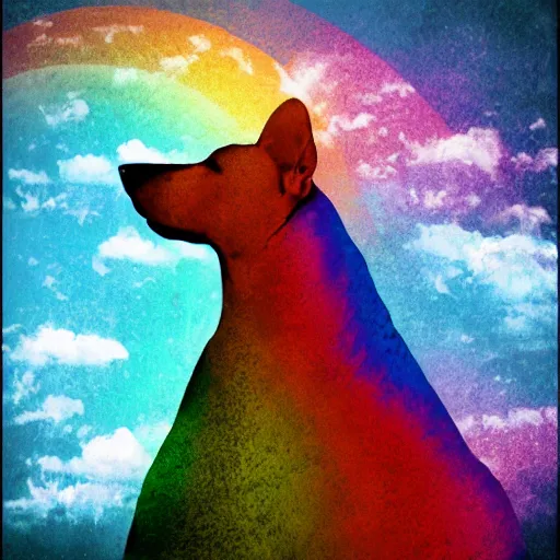 Image similar to rainbow dog carrying the earth in its mouth, 8 k, hd