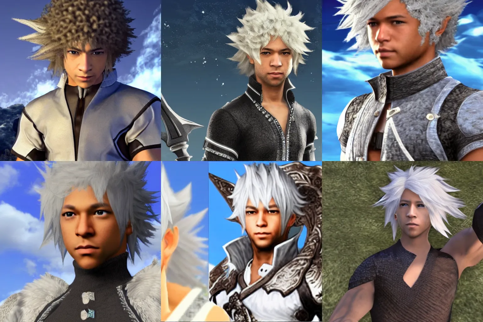Prompt: Corbin Bleu as a white-haired catboy character in Final Fantasy XIV