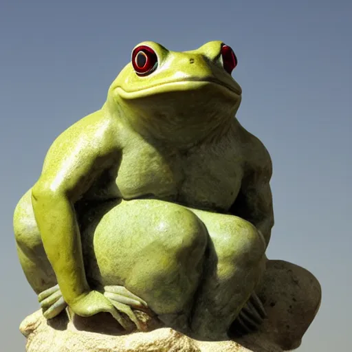 Image similar to greek statue of a buff frog