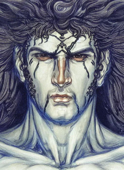 Image similar to close up concept art of an ancient greek character, by ayami kojima