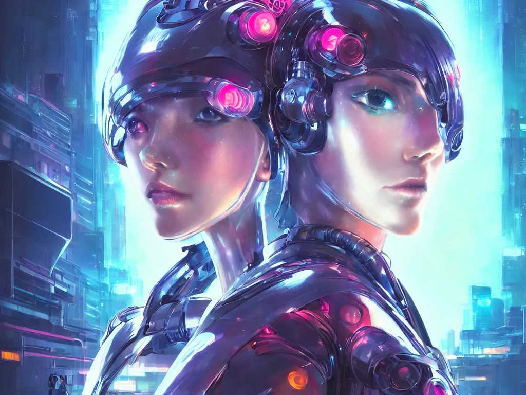 Image similar to portrait anime visual futuristic female cyber warrior, on cyberpunk neon light tokyo rooftop, ssci - fi and fantasy, intricate and very beautiful, concept art, smooth, illustration, art by rossdraws and luxearte and liya nikorov and taekwon kim / a - rang and rongzhen luo