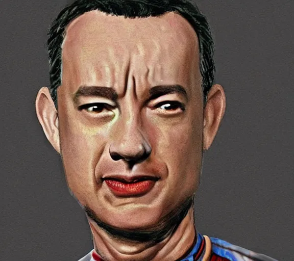 Prompt: Tom hanks as forrest gump wearing a necklace made out of shrimps around the neck, realistic face, digital art, in the style of Marta Dahlig, amazing detail, artstation, long shot