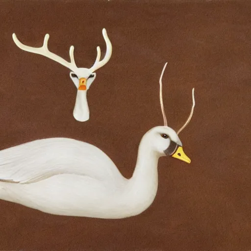 Prompt: goose with antlers
