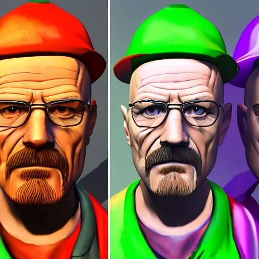 Image similar to walter white fortnite skin, 3 d model, high resolution