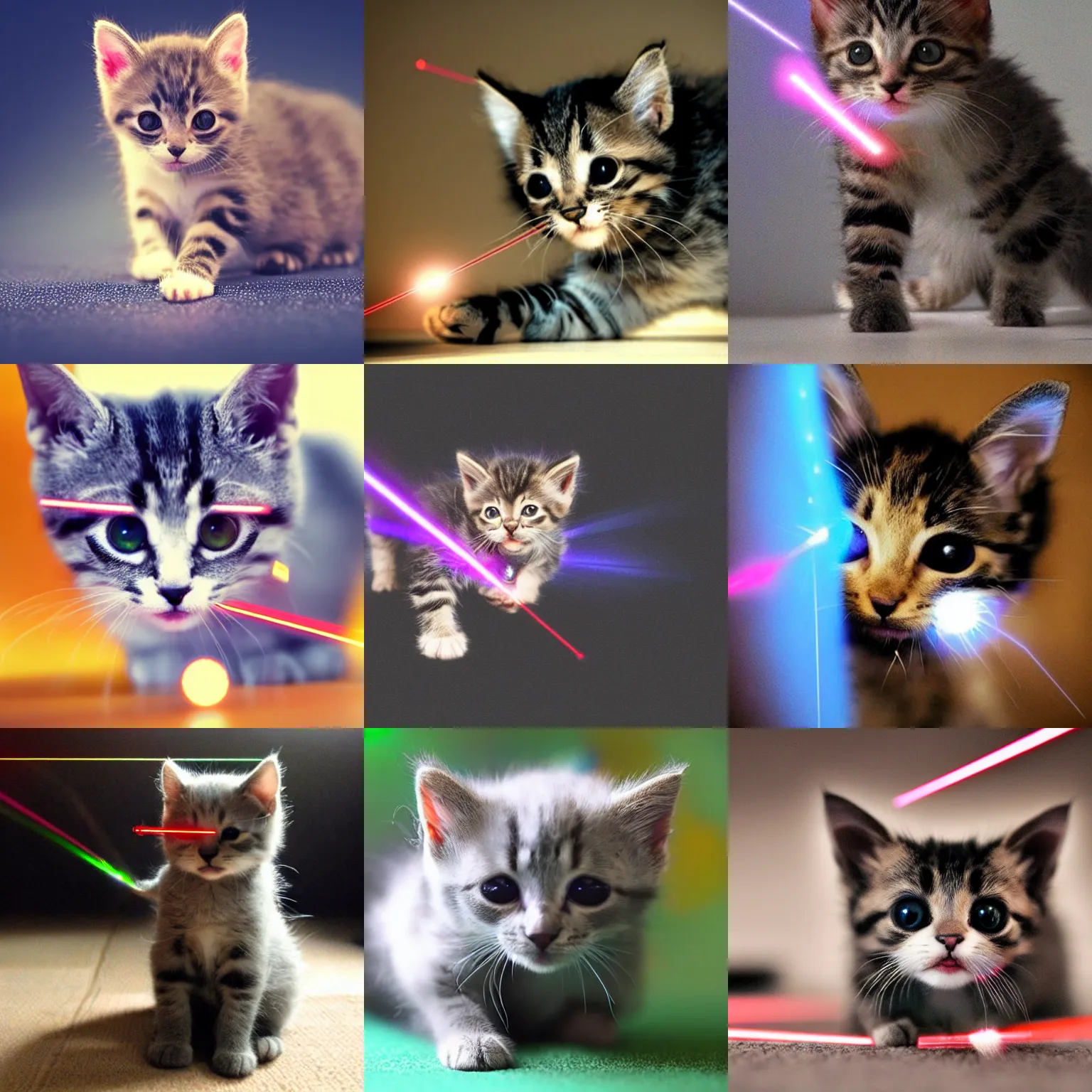 Prompt: kitten shooting lasers from it's eyes