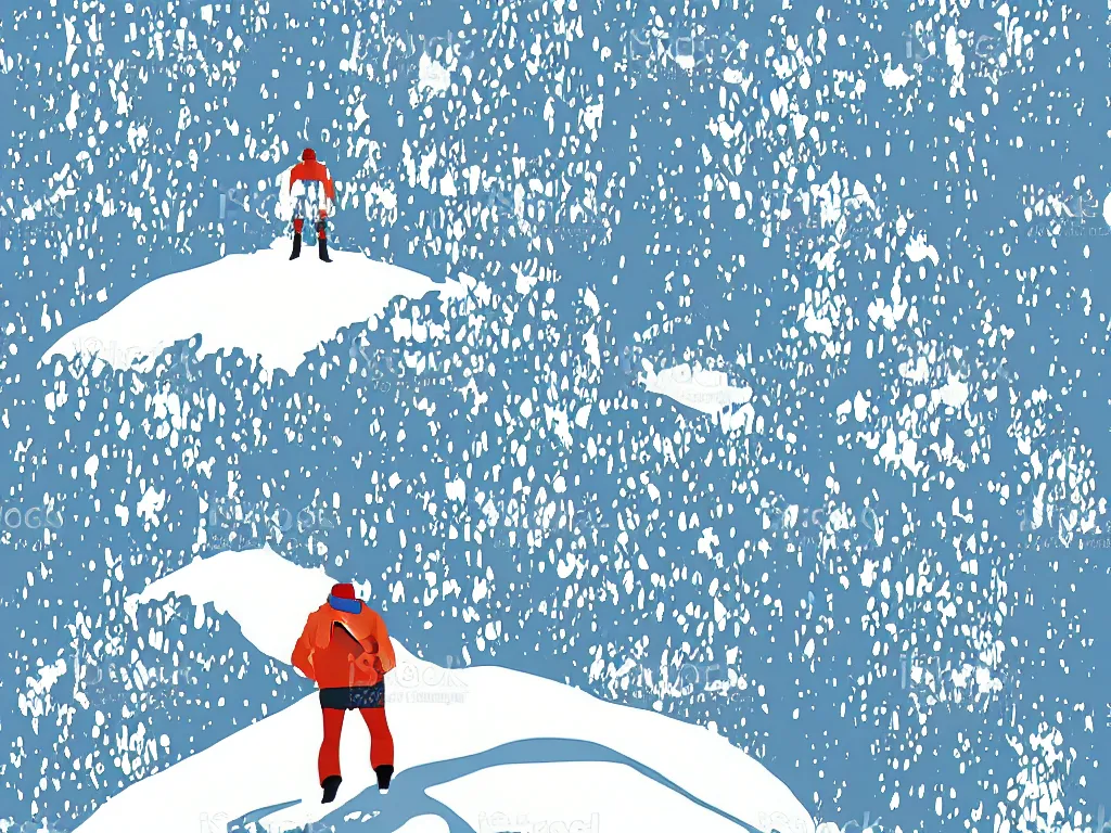 Image similar to man on snowy mountain, simple, mysterious, vector art style, in the style of bryen frost illustrations