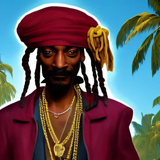 Image similar to Snoop dogg as a pirate in the game Sea of thieves, digital art, trending on artstation