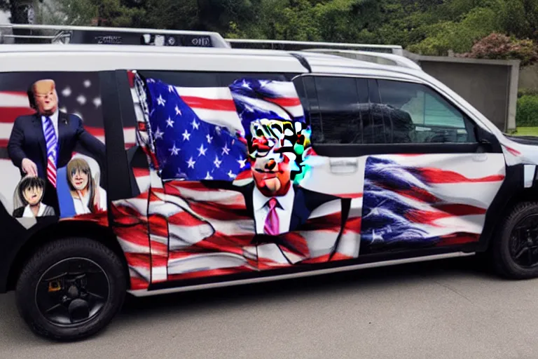 Image similar to trump-anime-car-wrap, side