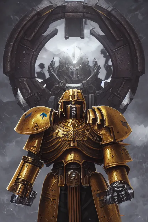 Image similar to armor portrait heros warhammer 4 0 k horus heresy fanart - the primarchs emperor by johannes helgeson animated with vfx concept artist & illustrator global illumination ray tracing hdr fanart arstation zbrush central hardmesh 8 k octane renderer comics stylized