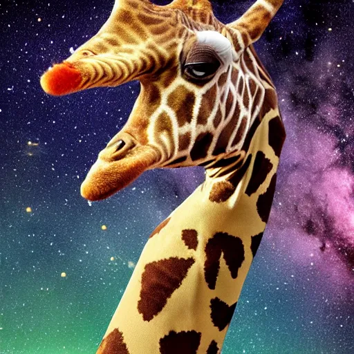 Prompt: a space giraffe