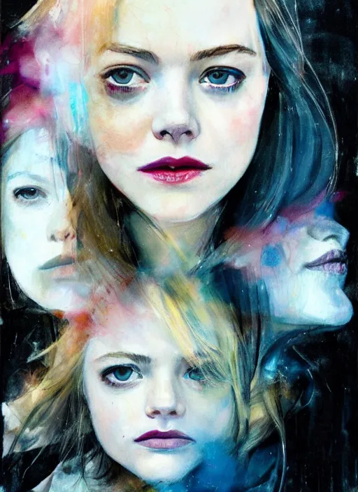 Prompt: emma stone, elle fanning, chloe grace moretz, eva green, by agnes cecile