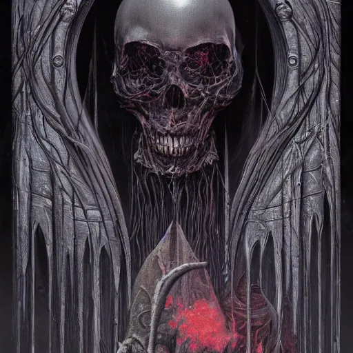 Image similar to a beautiful death metal cover art by Wayne Barlowe and H R Giger and Bill Ellis, trending on artstation