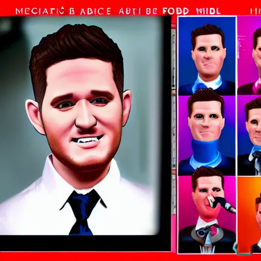 Image similar to michael buble face in a bubblegum bobble head!!!!, 8 k, ultra realistic details