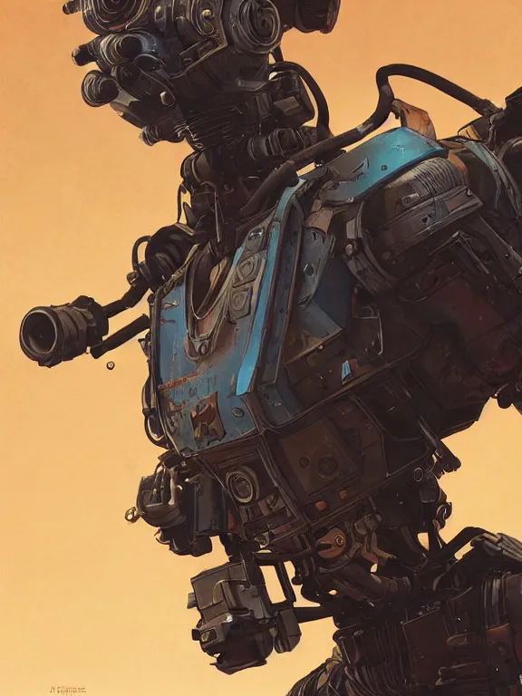 Image similar to dieselpunk digital illustration pathfinder robot from apex legends, portrait by james gurney and laurie greasley, slim, concept art, cinematic composition, hyper realism, photorealistic, dramatic lighting, highly detailed, vintage sci - fi