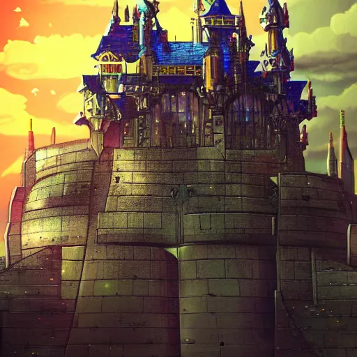 Prompt: Satoshi's futuristic castle, synthwave, space background, very beautiful, photo realistic