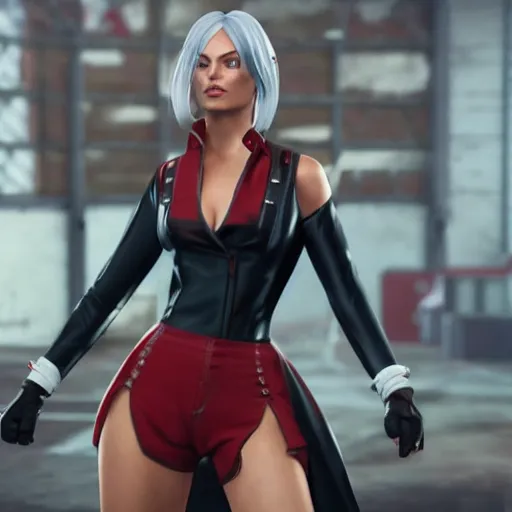 Image similar to margot robbie as a fighter in king of fighters 1 5, unreal engine 5, 4 k, photorealism, very detailed, ultra high quality