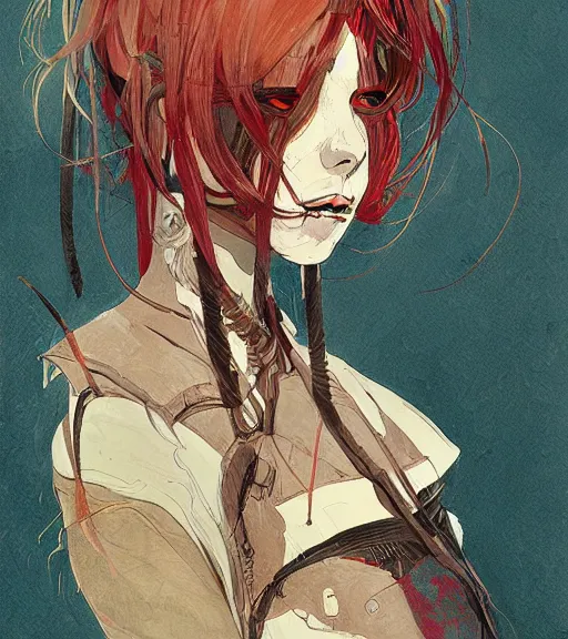 Image similar to jakub rebelka painting of an anime woman