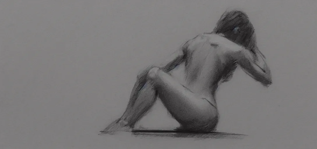 Image similar to simple quick sketch on paper of a female model posing, anatomy study by jeremy mann and greg rutkowski