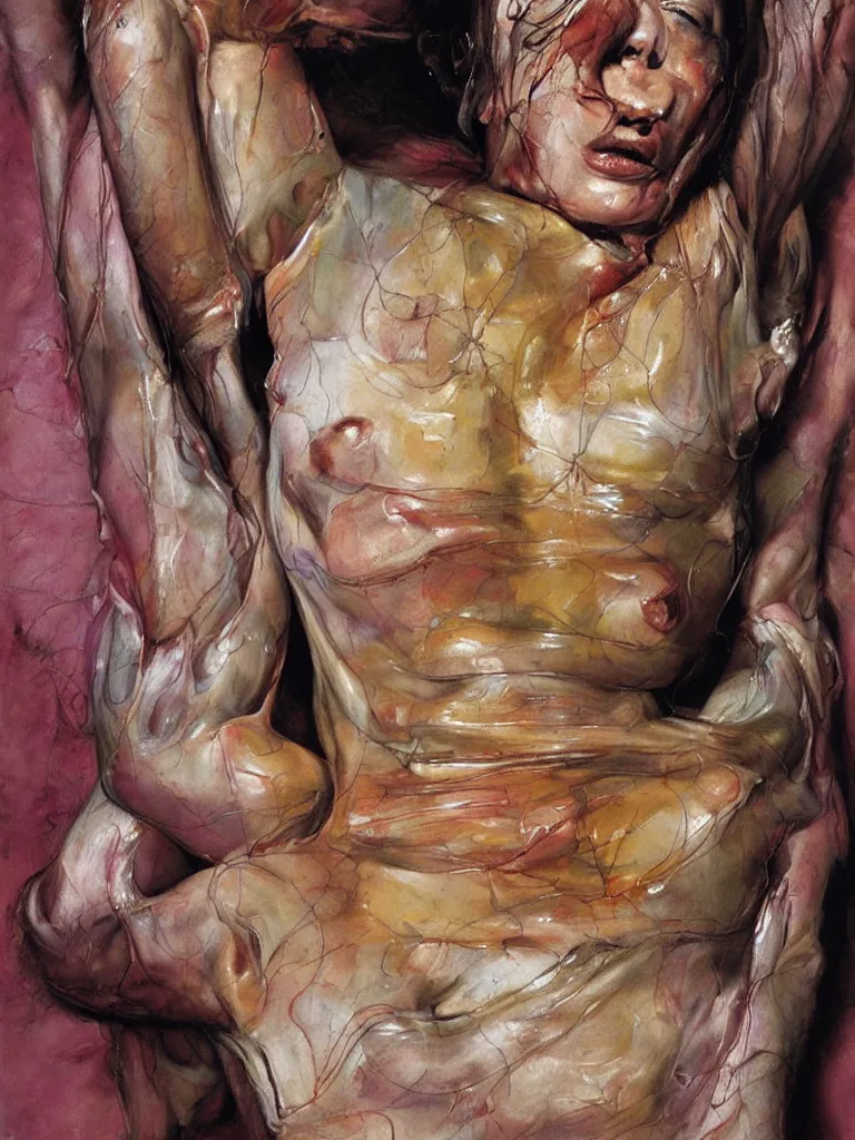 Prompt: Jenny Saville female vibrant color