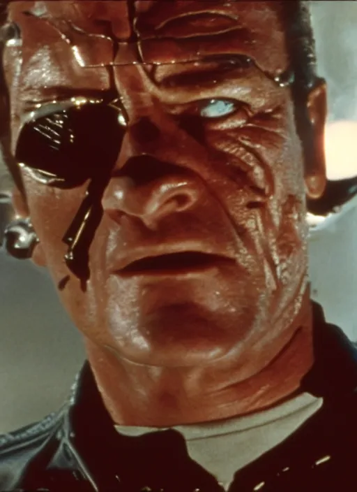 Image similar to film still of John Wayne as The Terminator in The Terminator, 4k
