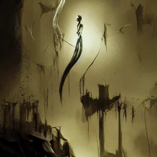 Prompt: no fears, okay one fear, highly-detailed, elegant, dramatic lighting, artstation, 4k, cinematic landscape by Dave McKean