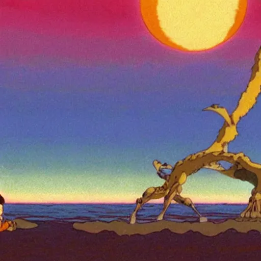 Image similar to screenshot from anime australian aboriginal mythology. dreamtime. studio ghibli. hayao miyazaki