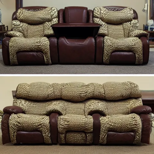 Image similar to infinite fractal pattern made of couches and recliner chairs