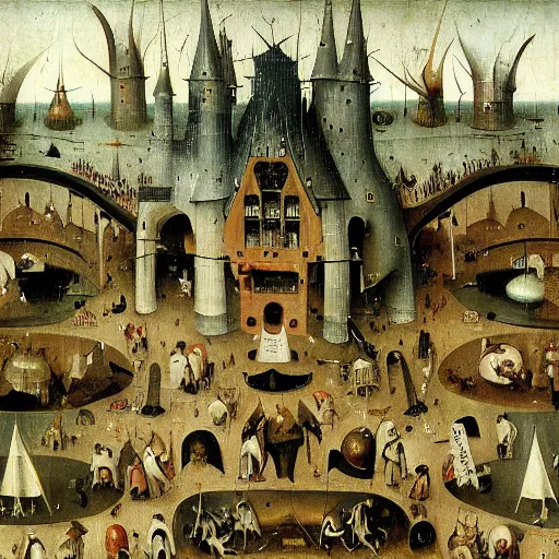 Image similar to wall street trading floor by hieronymus bosch