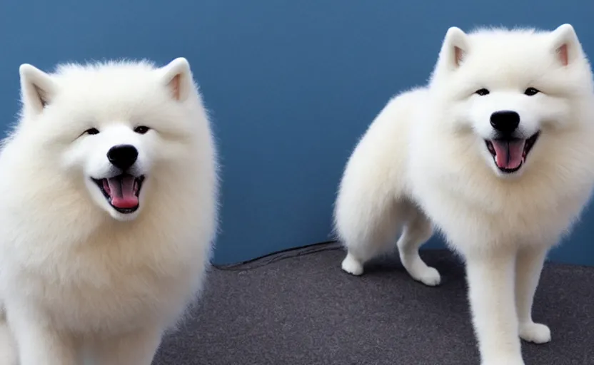 Prompt: a video game mascot based on a samoyed