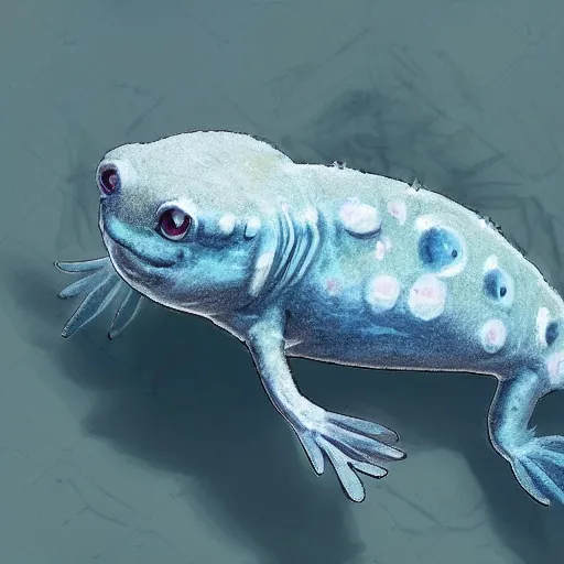 Prompt: a cute blue axolotl, imaginatio, digital art, concept art, ultra realistic, detailed, sharp image, full of details, super cute, little baby