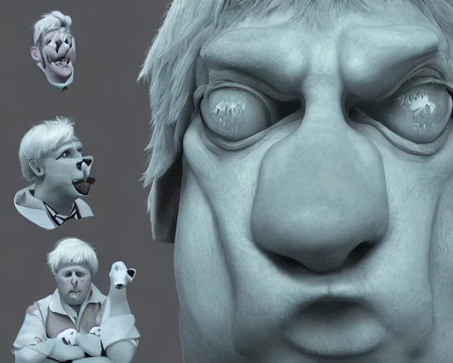 Image similar to boris johnson as scooby doo, character art, by various concept artists, redshift render, hyperrealistic face, photorealistic render