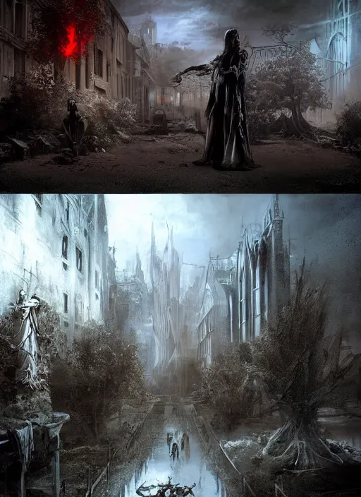 Prompt: concept art of scene from the modern urban gnostic supernatural arcane thriller anthology'the fallen world chronicle ', by david mattingly and samuel araya and michael whelan and tim jacobus and francisco goya. realistic 8 k matte painting with photorealistic hd lighting. composition and layout inspired by gregory crewdson and brendon burton.