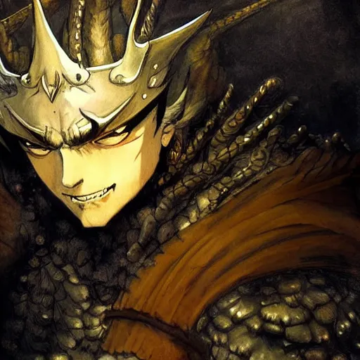 Prompt: the intimidating king of black dragons, digital painting, masterpiece by rembrandt and thomas kinkade and frank frazetta and kentaro miura, by reiq and tite kubo, stylized yet realistic faces and anatomy, advanced lighting technology, beautiful, gorgeous brush strokes
